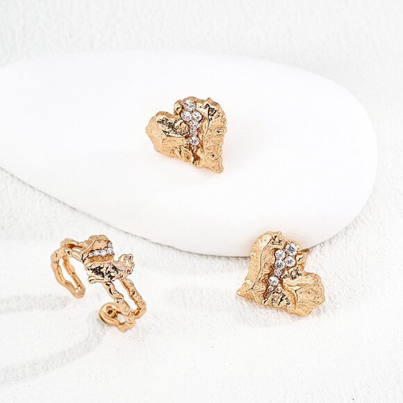 ๐ Vintage Gold S925 Abstract Cuff Ring - Picture 3 of 4